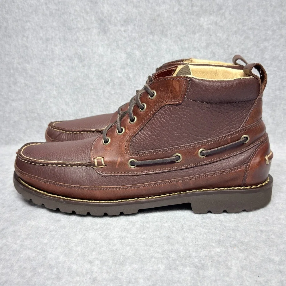 LL Bean Allagash Mens Size 10.5 Moc Toe Chukka Boots Brown Bison Leather